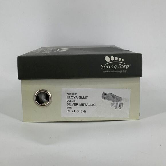 Spring Step Size 39 Silver Metallic Eloya Leather Sneaker Espadrille Trim D3-2 - Picture 10 of 11
